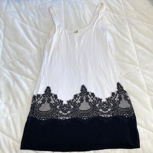 White dress with black lace minor stain on front not very noticeable